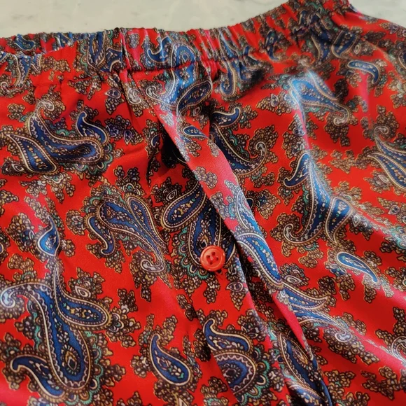 NWT 100% Silk Pajama Set- Long Sleeves + Pants | Vintage Asian Print PJ - Picture 8 of 8